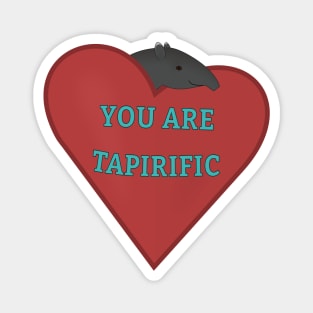 Cute Malayan Tapir Red Heart "You Are Tapirific" Magnet