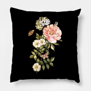 Watercolor Vintage Floral Motifs Pillow