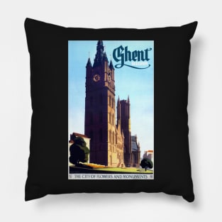 Ghent Belgium "The City of Flowers and Monuments" Belgium, C. 1935 Pillow