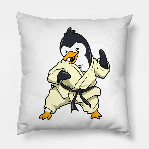 Comic Pinguin does Karate Pillow by Modern Medieval Design