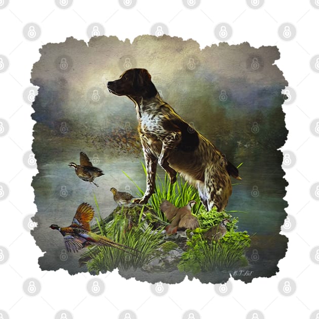 Brittany dog by German Wirehaired Pointer 