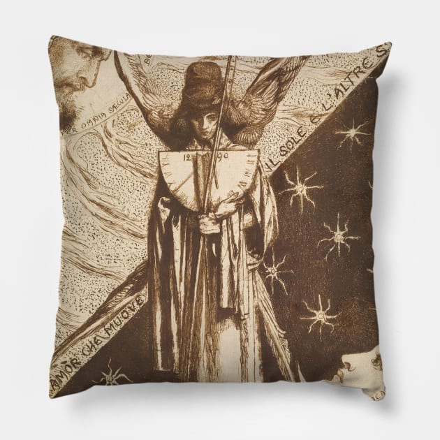 Dantis Amor - Finished Study by Dante Gabriel Rossetti Pillow by Classic Art Stall