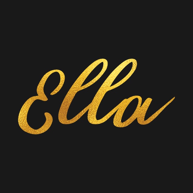 Ella Name Hand Lettering in Faux Gold Letters by Pixel On Fire