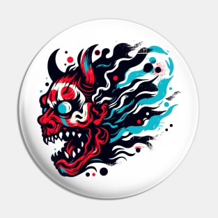 Oni demon head horror Pin