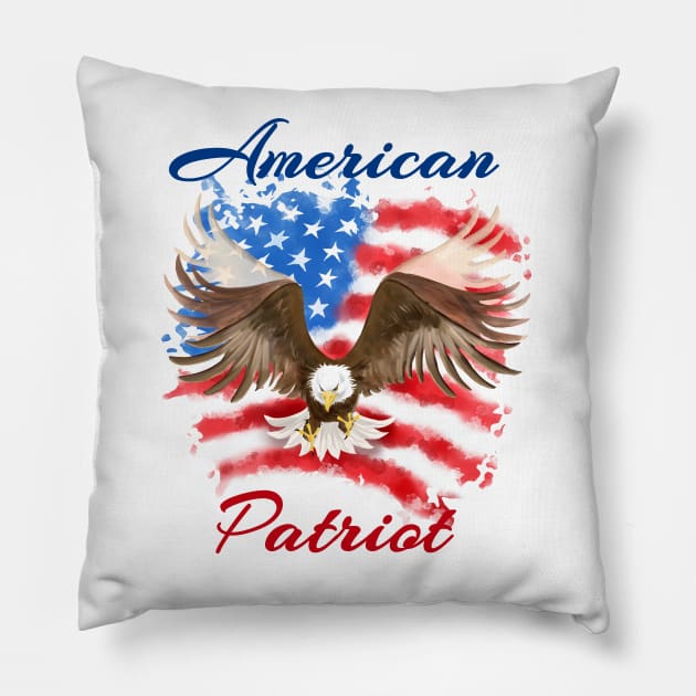 American Patriot Swooping Eagle colors Pillow by Animalistics