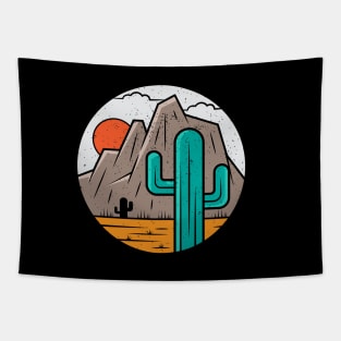 Retro Sunset Desert Landscape Tapestry