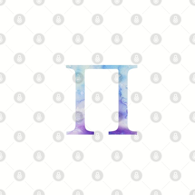 Blue Pi Watercolor Letter by AdventureFinder