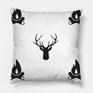 printmaking pattern black and white elements Pillow