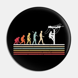 Funny Lineman Evolution Electric Power Lineman Retro Vintage Pin