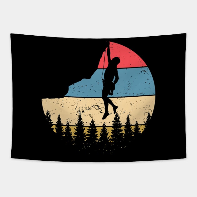 Vintage Rock Climbing T Shirt Mountain Climber Tapestry by Walkowiakvandersteen