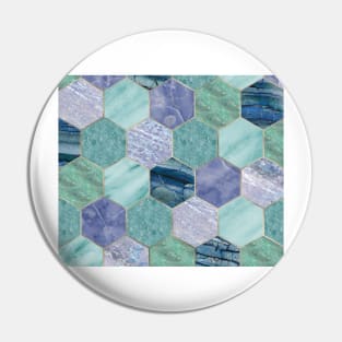 Gold trimmed seafoam hexagons Pin