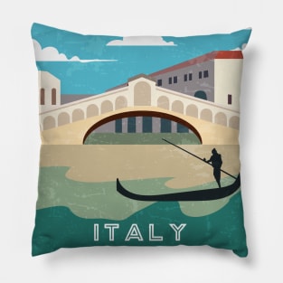 Venice, Italy. Retro travel poster Pillow