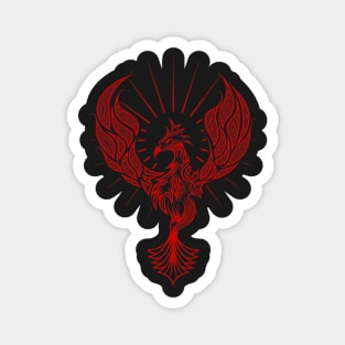 Tribal Phoenix Bird Rising in Red Magnet