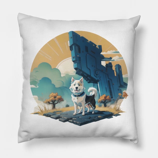 Cyberpunk dog Pillow by Karma