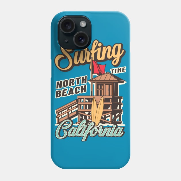 IT'S SURFING TIME _ NORTH BEACH CALIFORNIA Phone Case by Animox