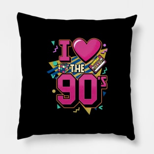 I Love The 90s - Retro Vintage T-Shirt Pillow