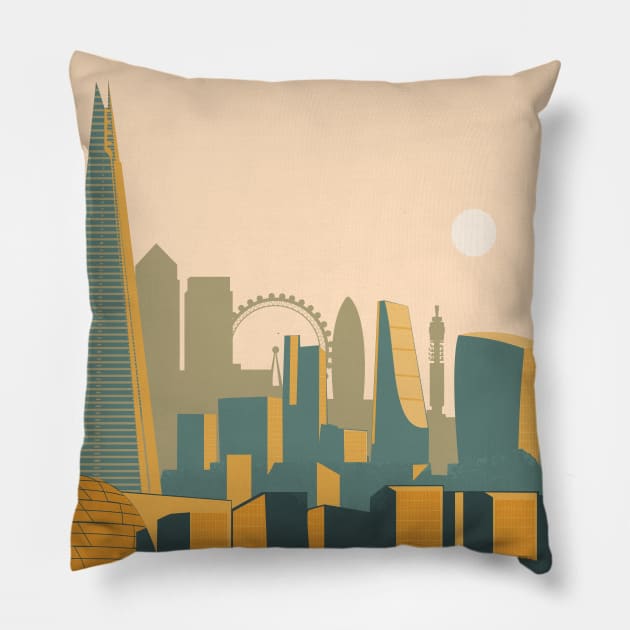 London Skyline Pillow by Zakaria Azis