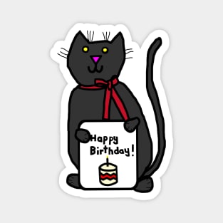 Black Cat Greetings Happy Birthday Magnet