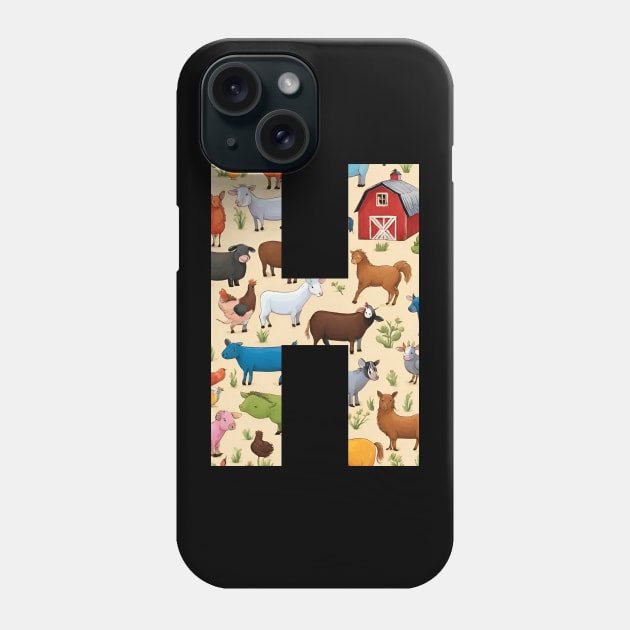 A pattern of farm animals filling the letter h Phone Case by Studio468