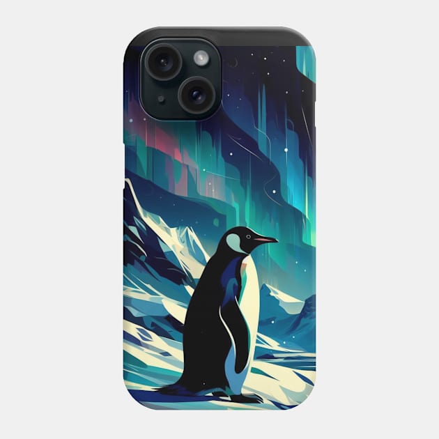 Penguin in the Northern Lights Phone Case by scollins5