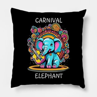 Melodic Mammoth Elephant Playing Guitar Pillow