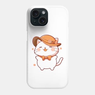 Kawaii cat ready for Thanksgiving diner Phone Case