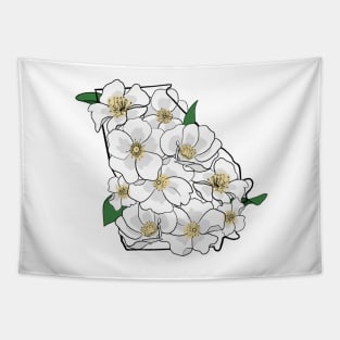 Georgia and State Flower the Cherokee Rose Tapestry