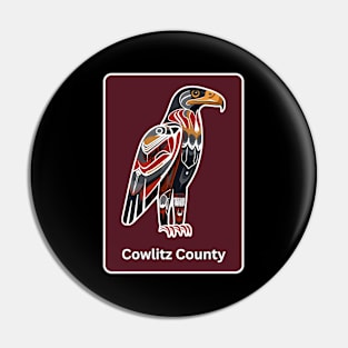 Cowlitz County Washington Native American Indian American Red Background Eagle Hawk Haida Pin