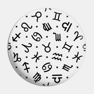 Pattern Set Zodiac Sign Horoscope Astrology Symbol Black and White Pin