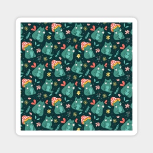 Kawaii Cottagecore Mushroom Frog Pattern Magnet