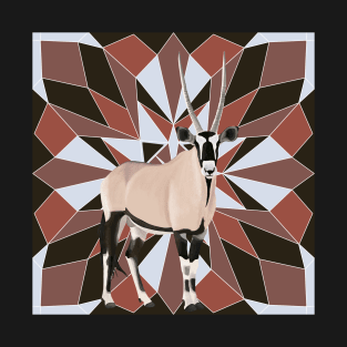 Oryx Antelope From Africa Red Geometric Background T-Shirt