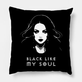 Black Like My Soul Goth Aesthetic Pillow