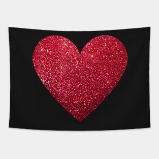 Traditional Red Faux Glitter Heart Tapestry