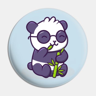 Cute Kawaii Panda Bear Eating Bamboo Pin