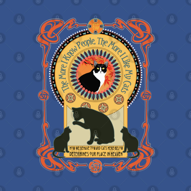 Disover Cats - Art Nouveau Design - T-Shirt