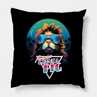 Retro Wave Peruvian Guinea Pig Miami Pillow