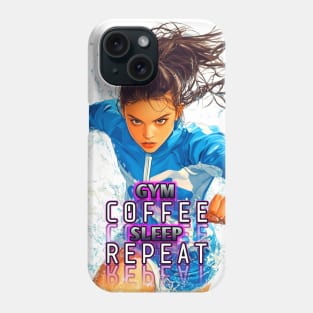 Gym Coffee Sleep Repeat - Athletic Runner Girl - Fitness Motivation Phone Case