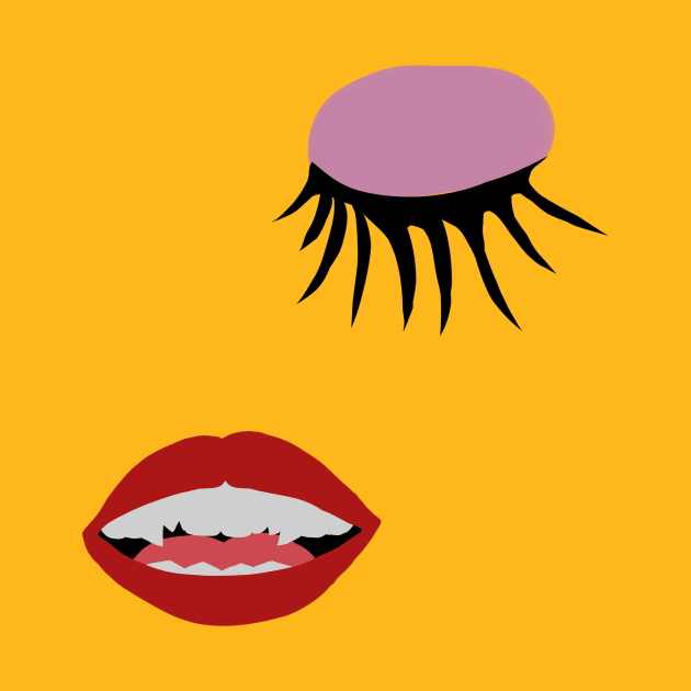 woman lips, vampire teeth and eyelashes by Super-TS