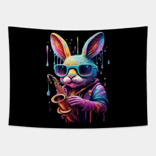 Cute Rabbit Playing Saxophone Tapestry