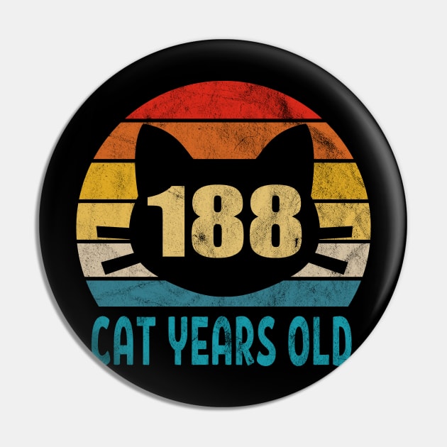 188 Cat Years Old Retro Style 43rd Birthday Gift Cat Lovers Pin by Blink_Imprints10