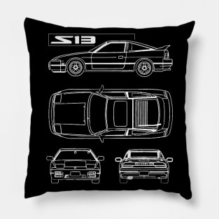 rpS13 type x AERO LINE ART DRIFTING schematic blueprint drawing jdm Pillow