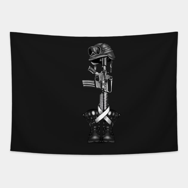 Soldier Memorial Statue Tapestry by JadesCanvas