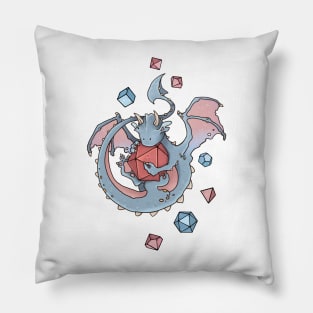 Dice goblin with dice (but dragon, adorable blue) Pillow