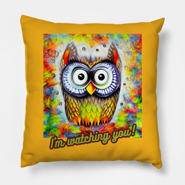 Colorful Owl Pillow by Skandynavia Cora