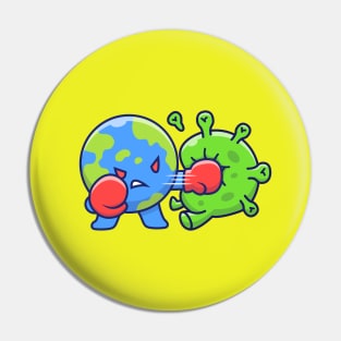 World Fighting Corona Virus Cartoon (4) Pin