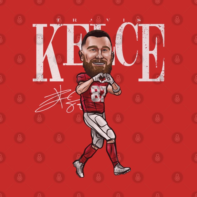 Travis Kelce Kansas City Heart Cartoon by ganisfarhan