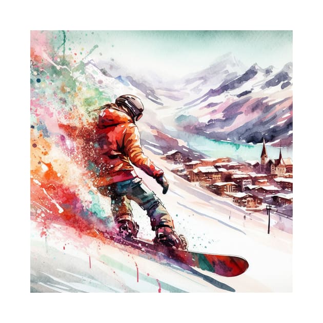 Artistic illustration of a snowboarder by WelshDesigns