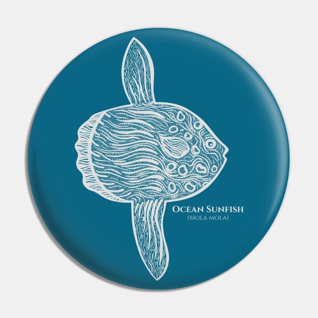 Ocean Sunfish with Common and Scientific Names - hand drawn fish Pin by Green Paladin