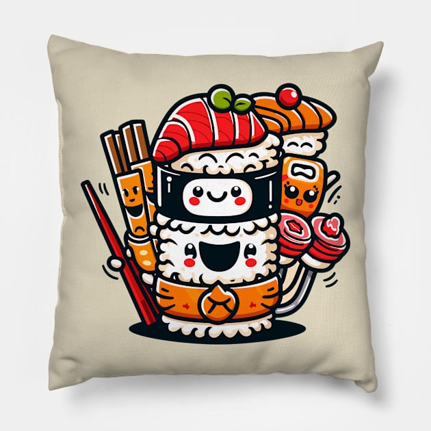 Kawaii Sushi Party Pillow by FanArts