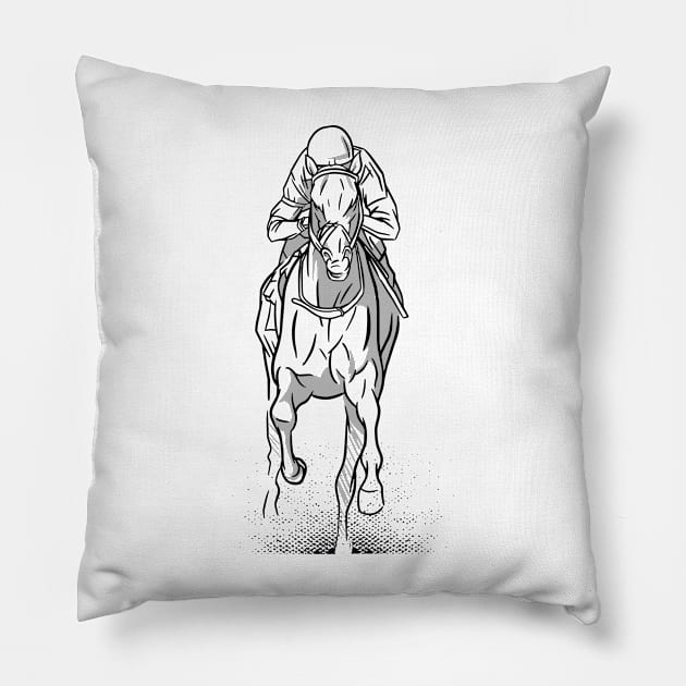 Hand drawn horse racing Pillow by AntiAntiFlorian